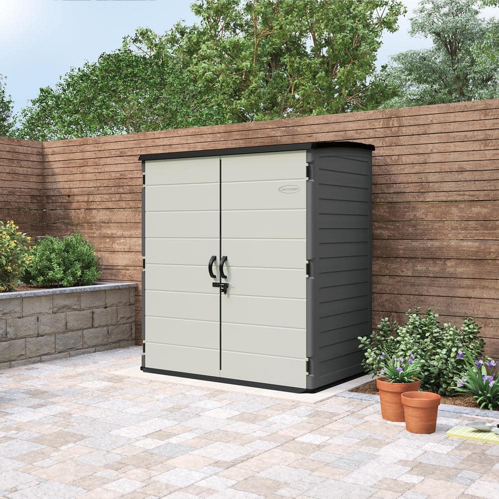 Suncast 5 ft. 10.5 in. x 3 ft. 8.25 in. x 6 ft. 5.5 in. Extra-Large Plastic Vertical Shed, Gray -  BMS6282D