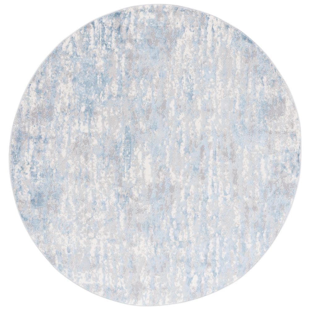 Lagoon 7 ft. x 7 ft. Blue/Gray Stamped High-Low Round Area Rug price history on PriceWatchPro