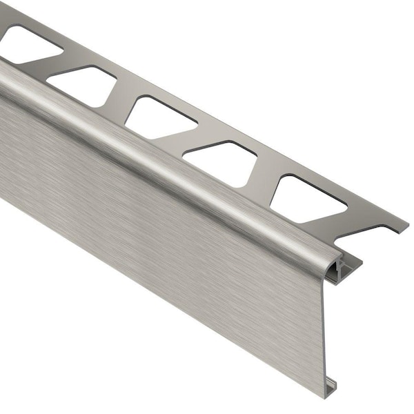 Schluter Rondec-Step Brushed Nickel Anodized Aluminum 3/8 in. x 8 ft. 2-1/2 in. Metal Tile Edging Trim