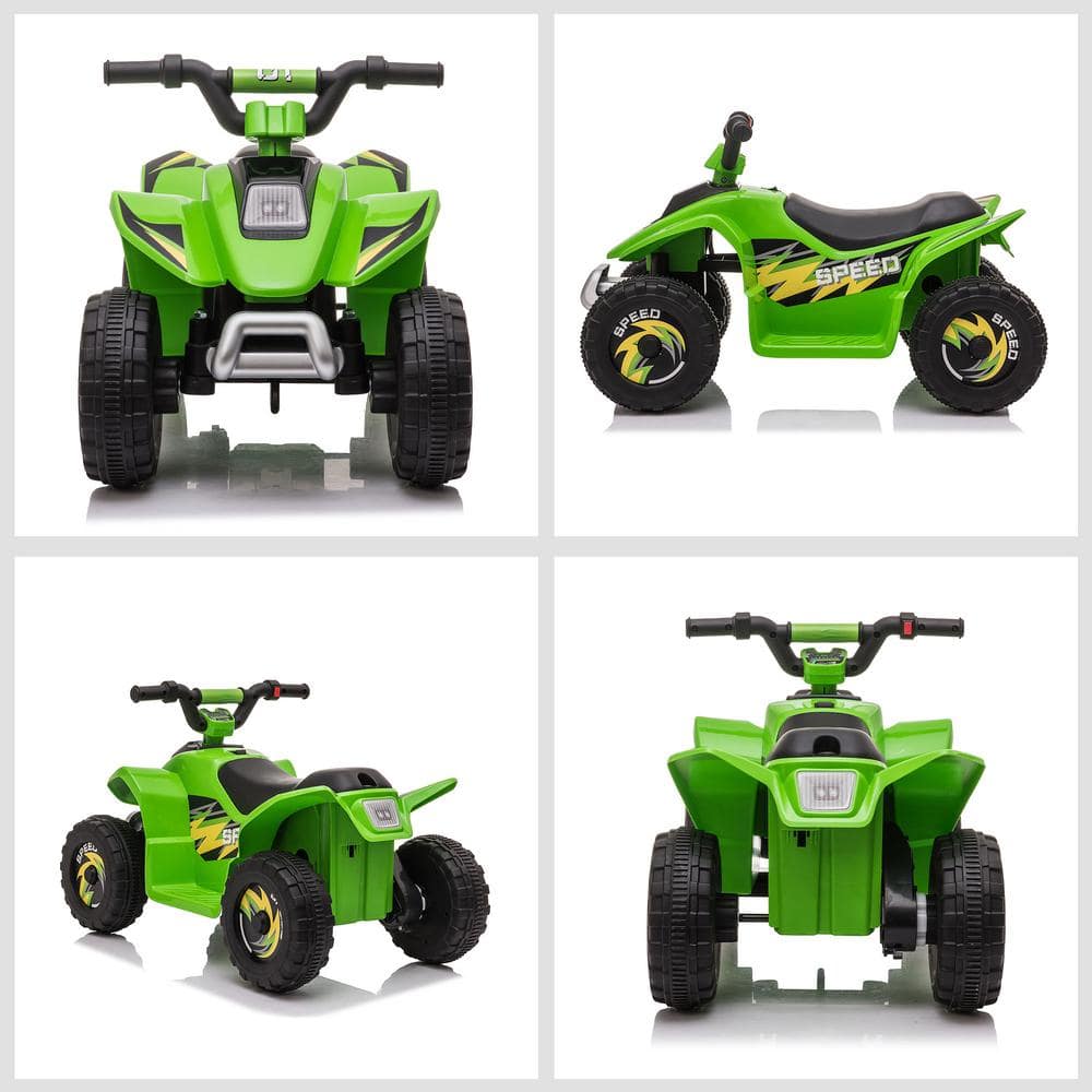 6V Green Electric Kids Quad with Safety Belt