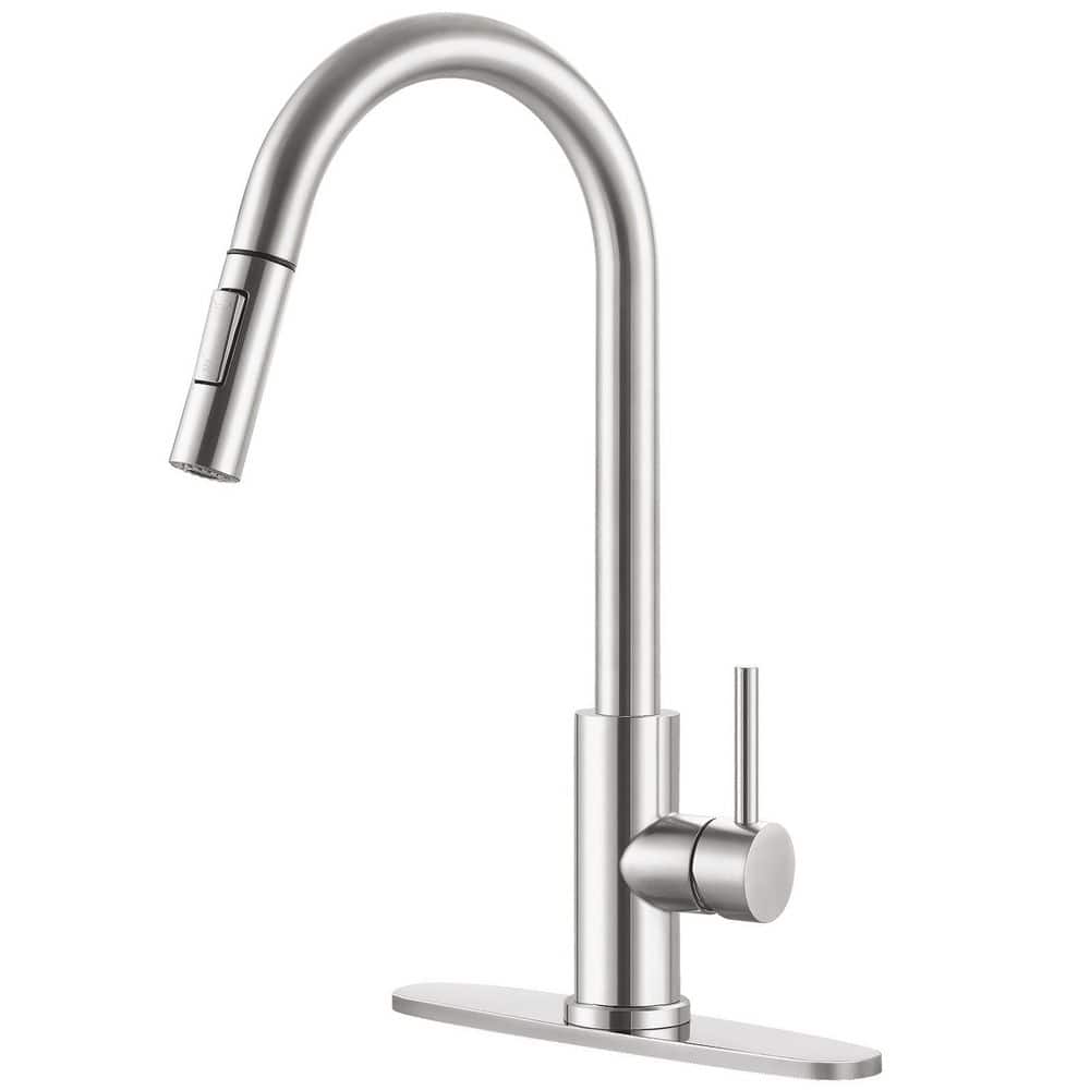 Brushed Nickel 16.14 in. H Pull Down Sprayer Kitchen Faucet with 360 ° Spout Swivel price history on PriceWatchPro