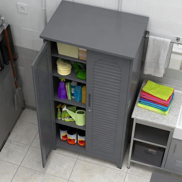 Trista Grey Tall Metal 73 in. Tool Storage Cabinet with Ample Storage Space for Garage, Warehouse, Garden