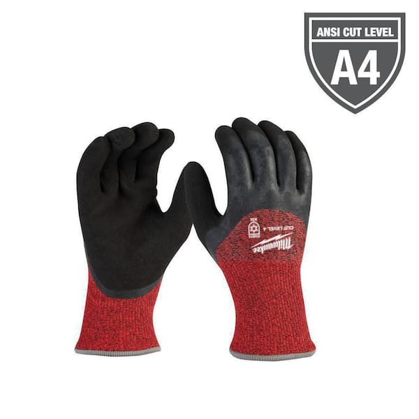 Milwaukee Medium Red Latex Level 4 Cut Resistant Insulated Winter Dipped Work Gloves