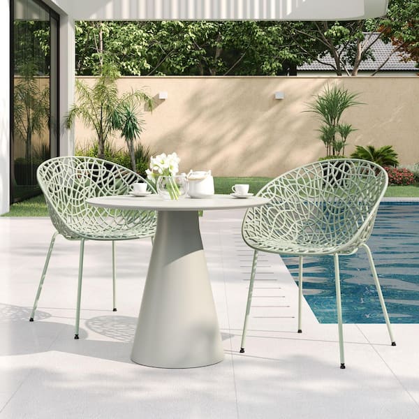 CHRISTOPHER KNIGHT HOME Juno Outdoor Patio Dining Chairs, Iron, Plastic, Green, Set of 2