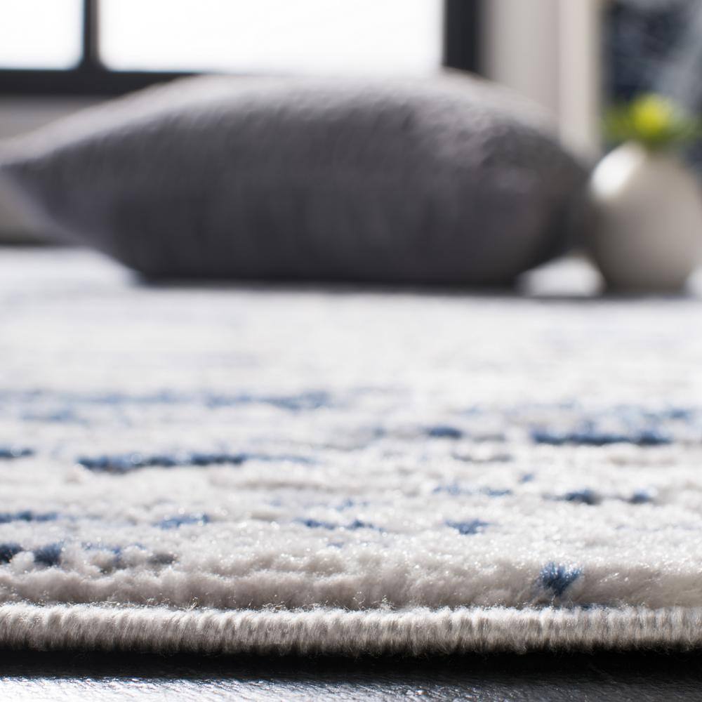 Amelia 11' x 15' Grey and Navy Abstract Area Rug