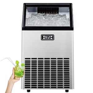 100 lbs./24H Commercial Freestanding/Built-in Ice Maker with 33 lb. Storage Bin in Silver, Stainless Steel