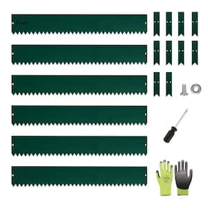 40 in. x 6 in. Green Galvanized Steel Garden Landscape Edging Lawn Border with Gloves and 10 Stakes (6-Pieces)