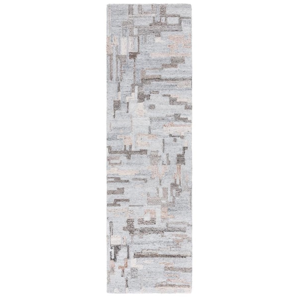 SAFAVIEH Abstract Gray/Brown 2 ft. x 8 ft. Abstract Colorblock Runner Rug