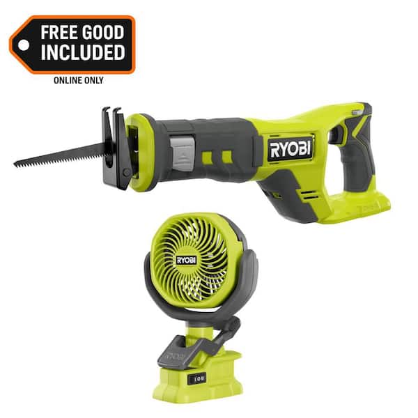 ONE+ 18V Cordless Reciprocating Saw with ONE+ 18V Cordless 4 in. Clamp Fan (Tools Only)