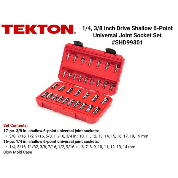 1/4, 3/8 in. Drive Universal Joint Socket Set (33-Piece)