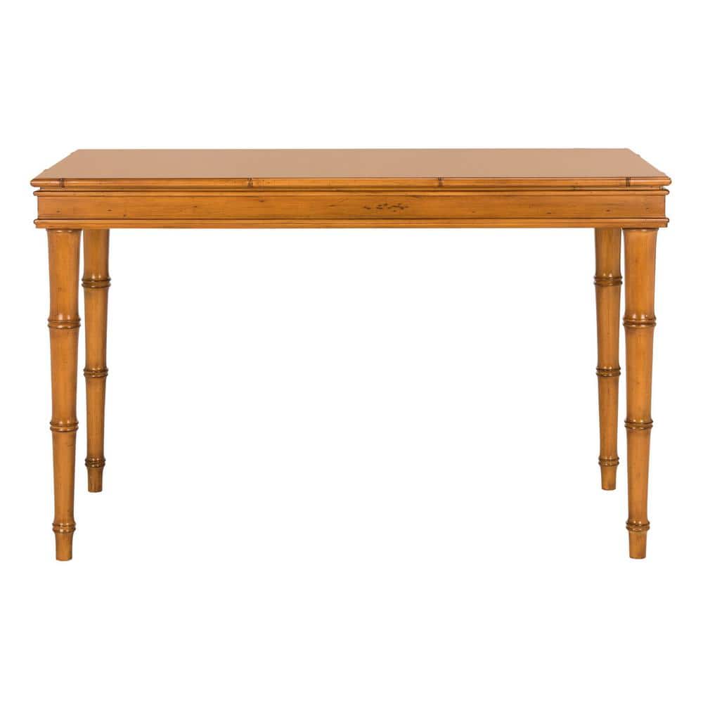 Transitional Bamboo-Inspired Single Drawer Writing Desk - Brown