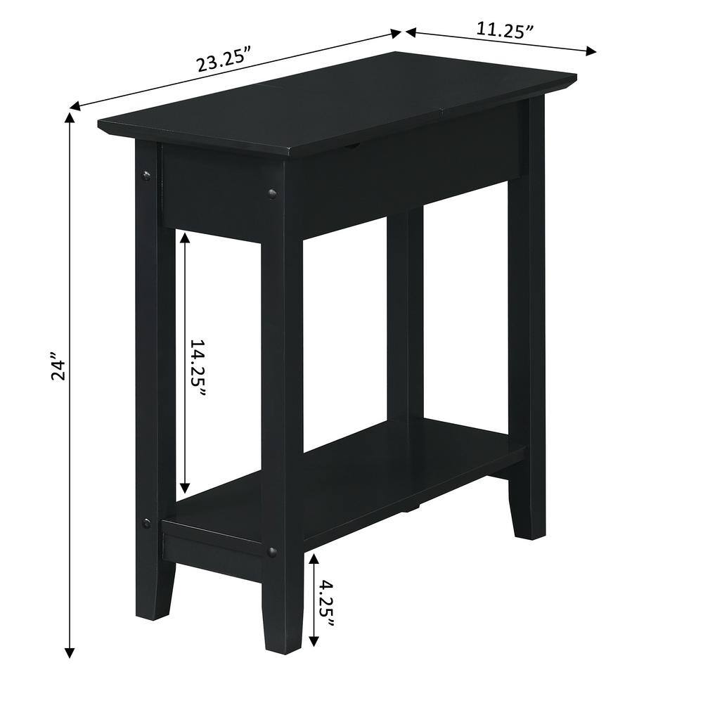 American Heritage Black Flip Top End Table with USB Charging