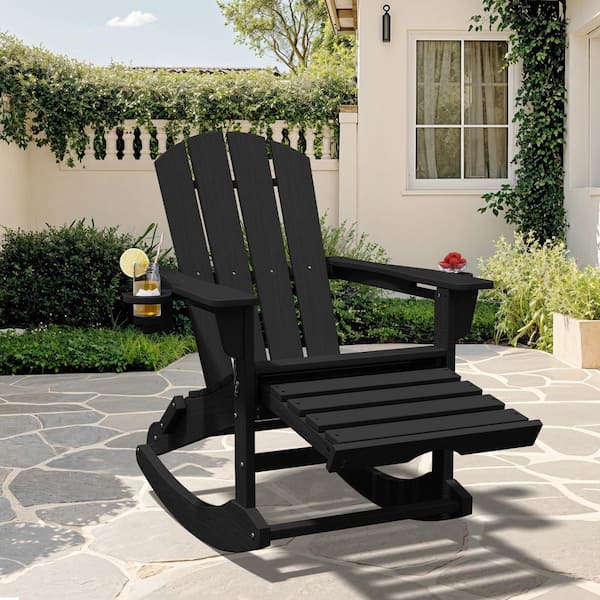 PUNK DRUNKERS 折りたたみチェア ブラック JEAREY Adirondack Plastic HDPE Folding Outdoor Rocking Chair with