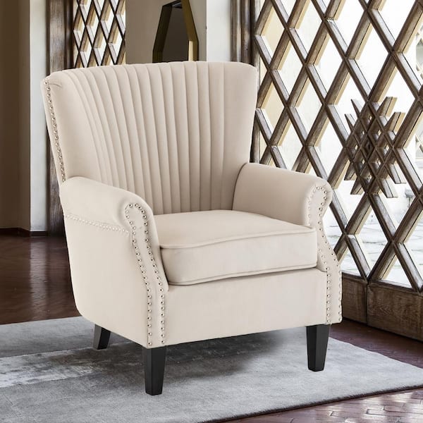 wing back chair beige