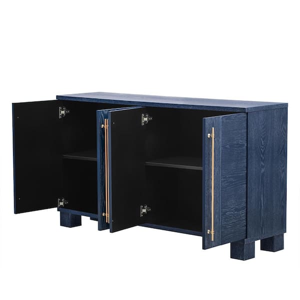 60 in. W x 15.7 in. D x 33.8 in. H Bathroom Navy Blue Linen Cabinet