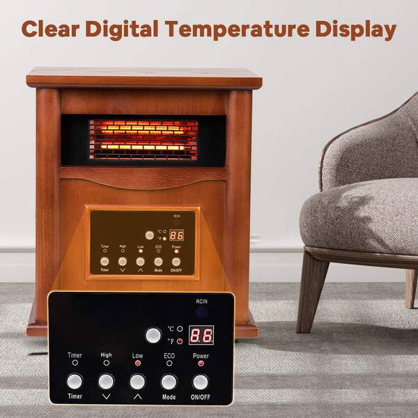 Lifeplus 1500-Watt Electric Infrared Quartz Heater Wood Cabinet with LED  Digital Screen, Remote Control and Timer, Dark Walnut OSHE0040-W3J - The  Home Depot
