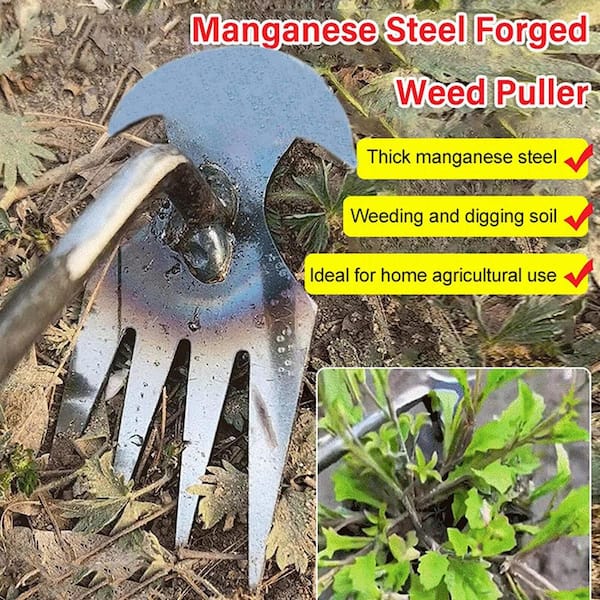 2PCS Weed Puller Tool, 16in Gardening Hand Weeder Tool, 2024 Upgrade Weeding Artifact Uprooting Weeding Tool, 6Teethes Dual Purpose