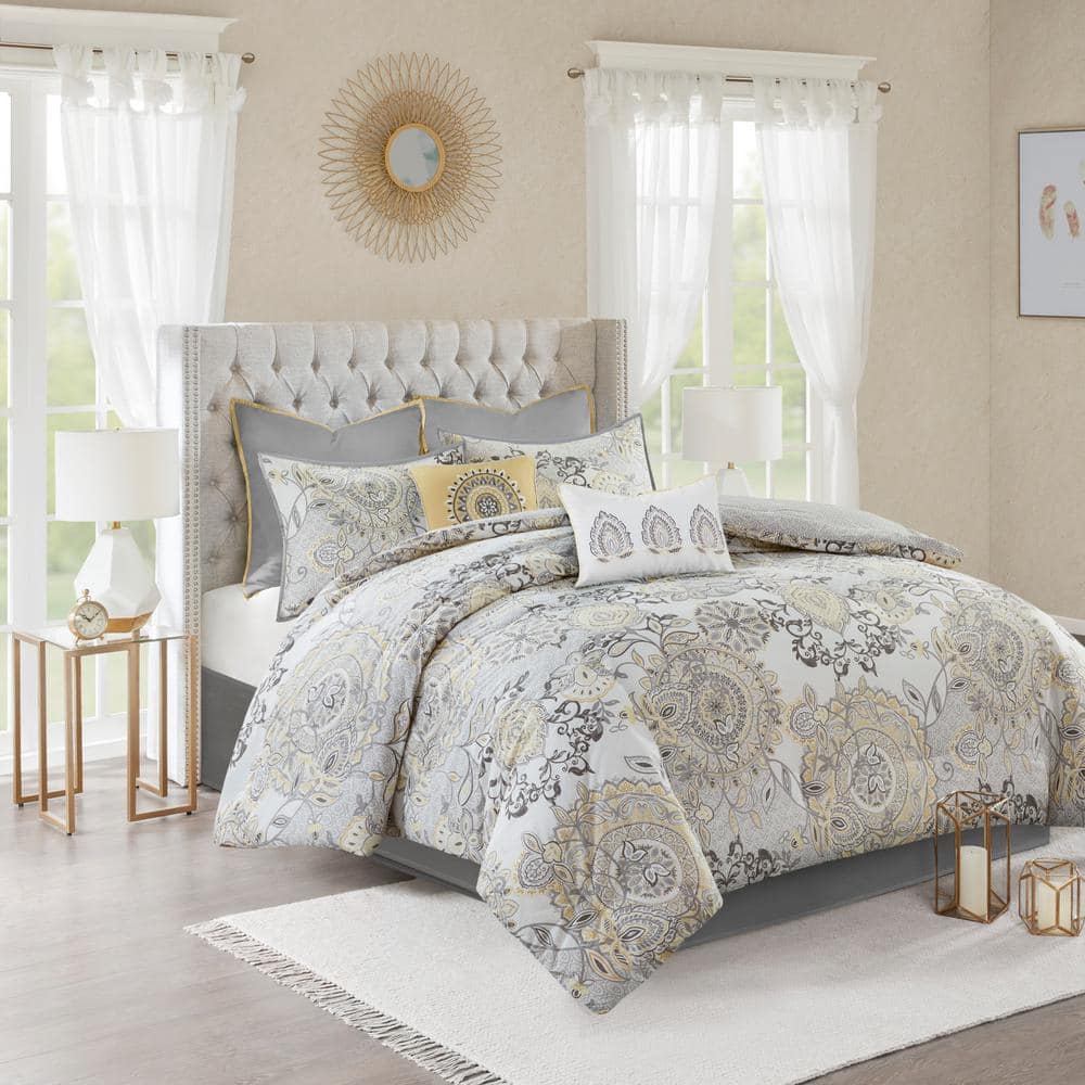 Isla Queen Blue Cotton Reversible 8-Piece Bedspread Set