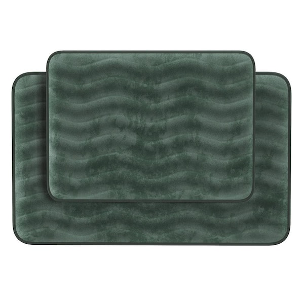 Lavish Home 2-Piece Green Memory Foam Bath Mat Set