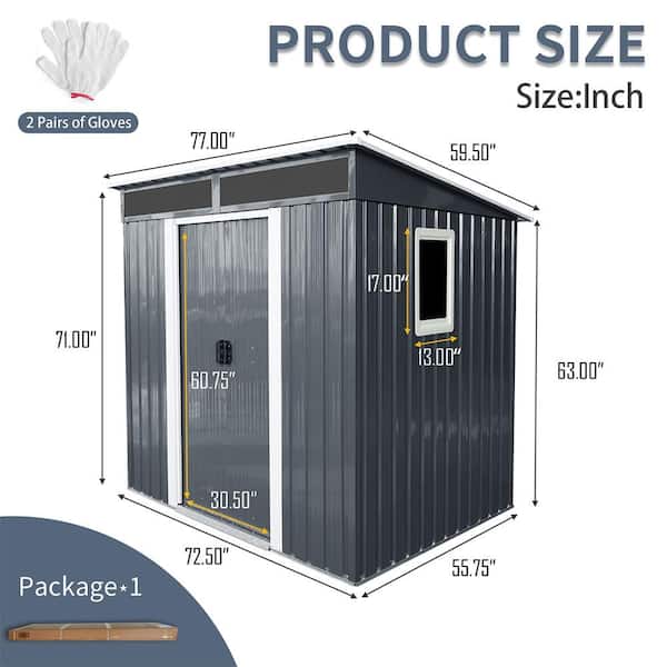 6 ft. W x 5 ft. D Metal Shed with Double Door (30 sq. ft.)