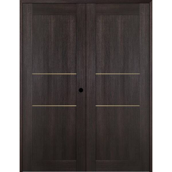 Belldinni Vona 07 2H Gold 72 in. x 80 in. Left Hand Active Veralinga Oak Wood Composite Double Prehung Interior Door
