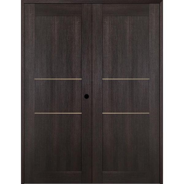 Belldinni Vona 07 2H Gold 60 in. x 80 in. Left Hand Active Veralinga Oak Wood Composite Double Prehung Interior Door