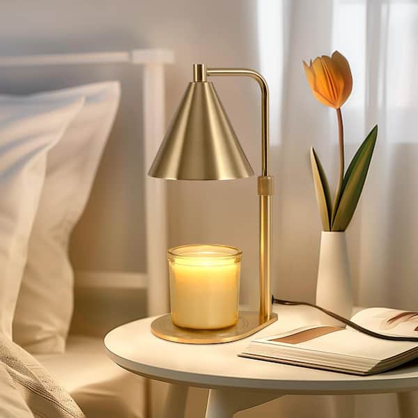 8 in. Adjustable Gold Task and Reading Lamp with Conical Shade - Modern Bedside Wax Melting Lamp for Bedroom or Office