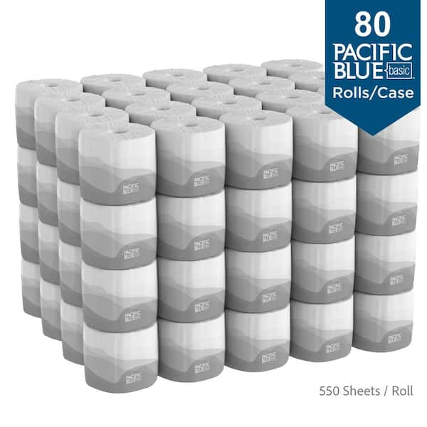 Pacfic Blue Basic Embossed 2-Ply Toilet Paper (550-Sheets per Roll, 80-Rolls Per Case)