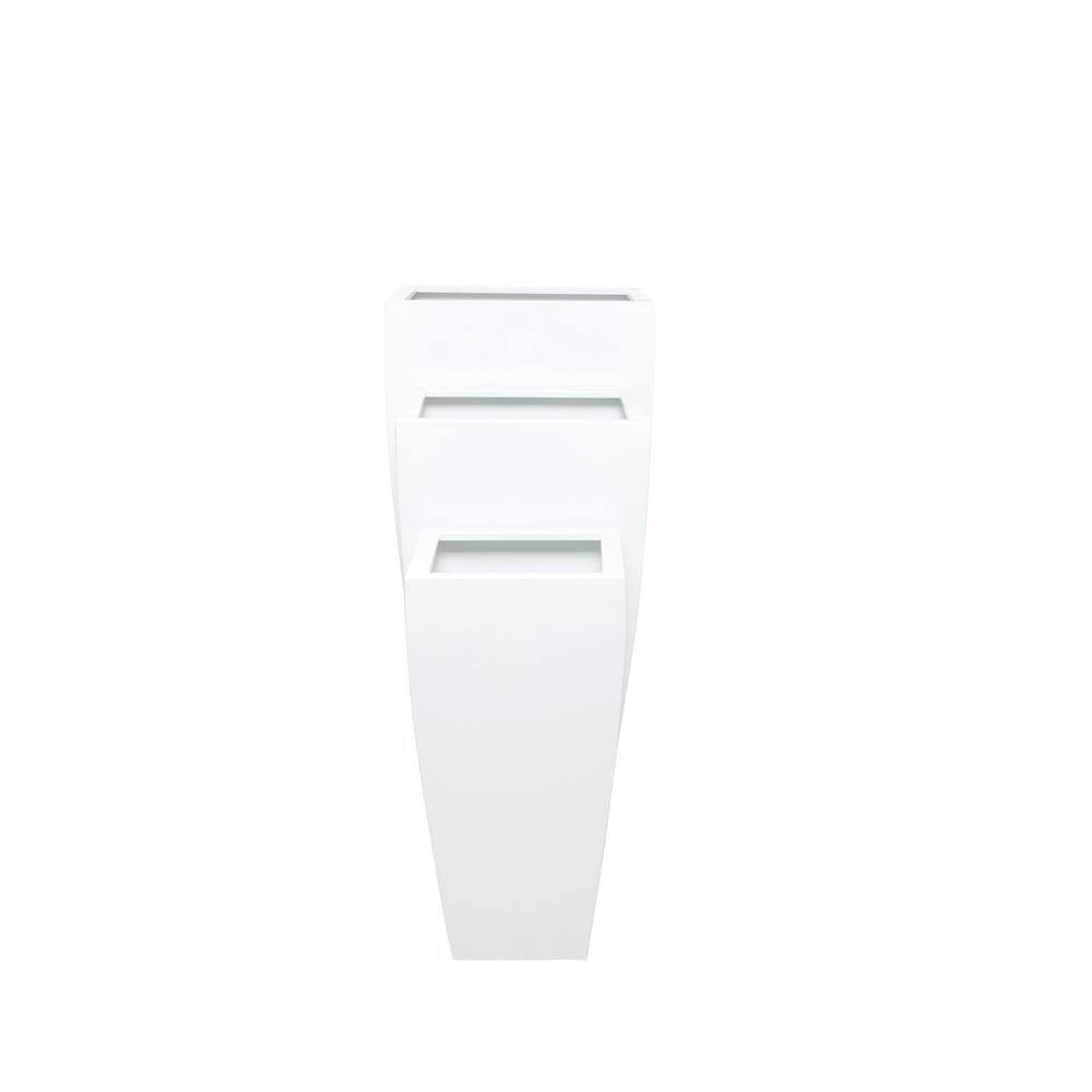 Extra Large Modern Square Metal Planter, White - Indoor/Outdoor