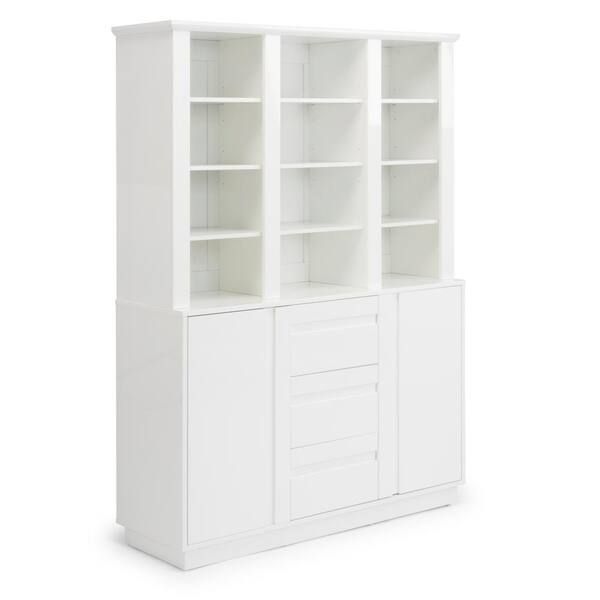 HOMESTYLES Linear White Buffet with Hutch
