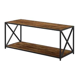 Tucson 42 in. Barnwood/Black Rectangle Particle Board Coffee Table with Shelf