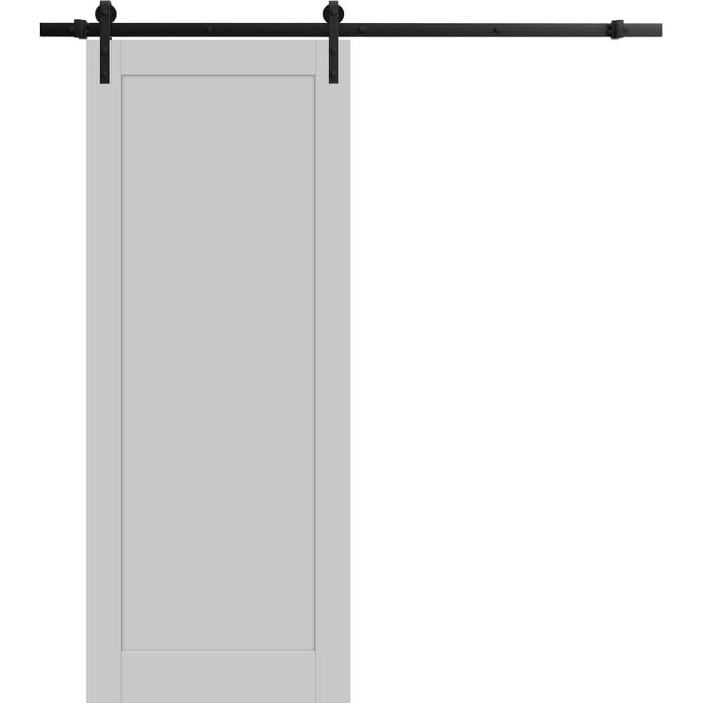 Assembly Required 42 in. x 80 in. 1-Panel Matte Grey Solid MDF Sliding Barn Door with Hardware Kit price history on PriceWatchPro
