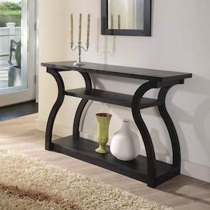 Adrianna 48 in. Black Standard Rectangle Wood Console Table with Storage
