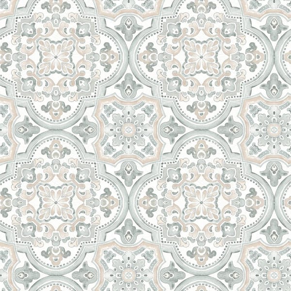 Chesapeake Pink Concord Coral Medallion Wallpaper Sample
