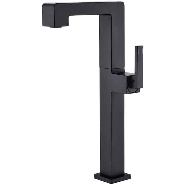 Tomfaucet Single Handle Single Hole Bathroom Vessel Sink Faucet in Matte Black
