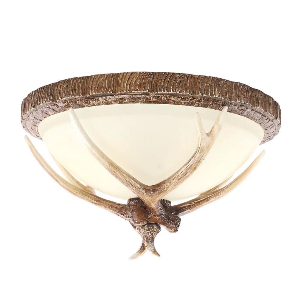OUKANING 16.5 in. 3-Light Antique Colors Vintage Resin Antler