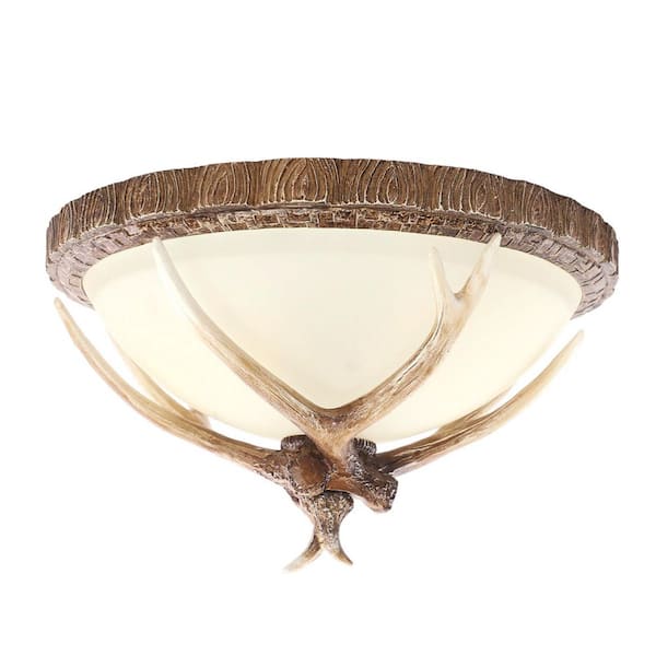 OUKANING 16.5 in. 3-Light Antique Colors Vintage Resin Antler