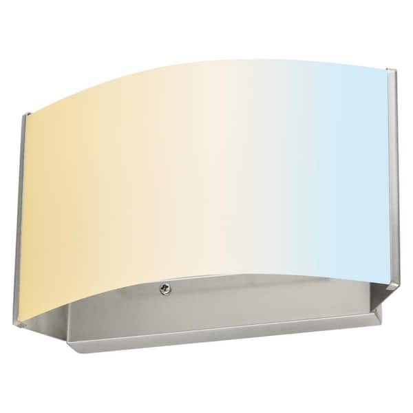 Sunlite 6.75 in. 1-Light Brushed Nickel LED Dimmable ETL Listed Selectable CCT 30K/40K/50K Vanity Light with Frosted Shade