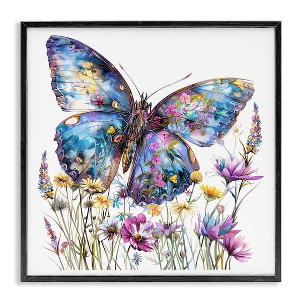 Spring Garden Butterfly by LSR Design Studio Black Framed Animal Giclee Art Print 17 in. x 17 in.