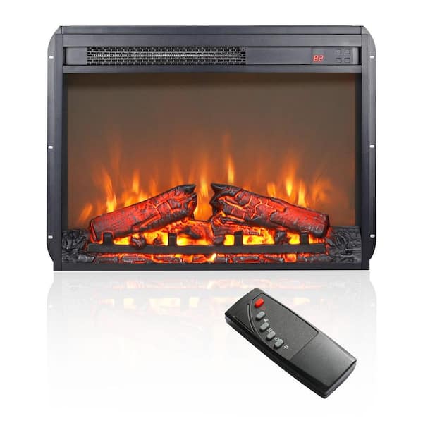 ToolCat 23 in. Ventless Electric Fireplace Insert with Realistic Flame and Overheating Protection and Remote Control in Black