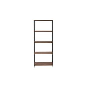 Donnelly 58 in. Black Metal/Haze Wood Finish 5-shelf Accent Bookcase with Open Back