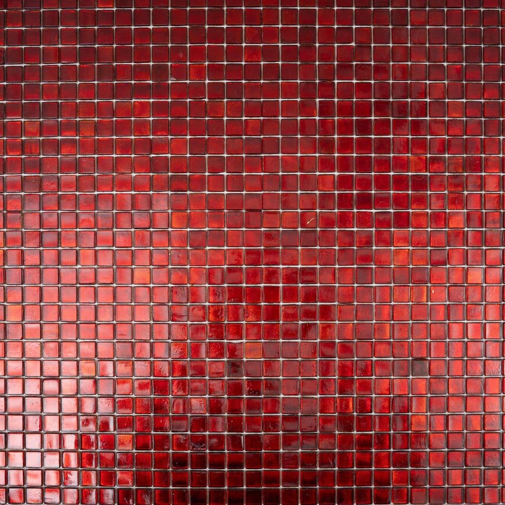 Ruby Red Iridescent Glass Mosaic Wall and Floor Tile
