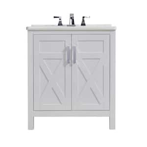 Stufurhome Hathaway 30 in. x 34 in. White Engineered Wood Laundry Sink