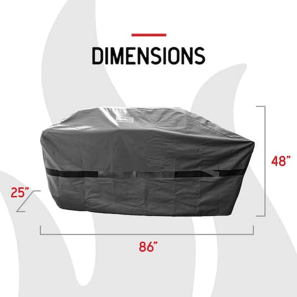 Gray BBQ Grill Cover Weather-Resistant Polyester and PVC Blend Cover 86 in
