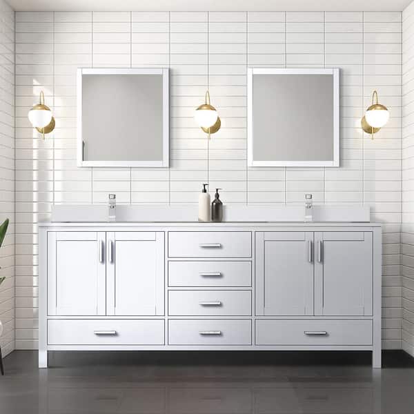 Lexora Jacques 80 in. W x 22 in. D Dark Grey Bath Vanity and Cultured Marble Top