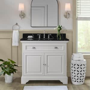 Sadie 38 in. W x 21.5 in. D x 35 in. H Single Sink Bath Vanity in Matte Pearl with Black Marquina Quartz Top