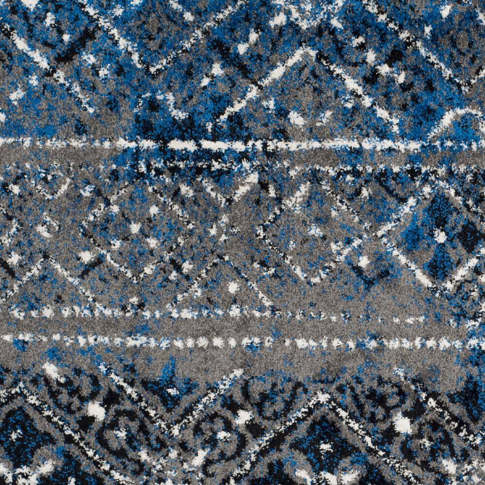 Silver and Multi 4' Square Synthetic Area Rug