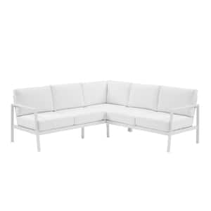 Harper Hill White 1--Piece Aluminum Outdoor Sectional with Sunbrella White Cushion
