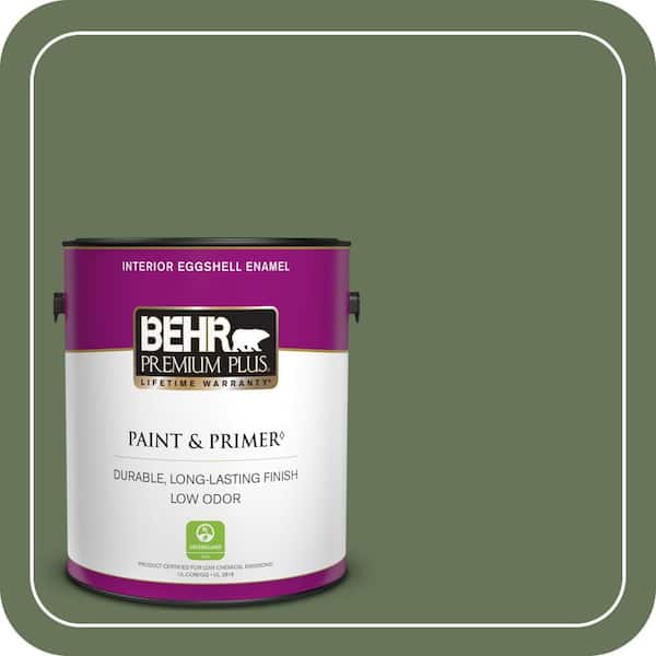BEHR PREMIUM PLUS 1 gal. #PPU10-01 Scallion Eggshell Enamel Low Odor Interior Paint & Primer