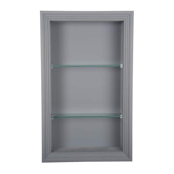 WG Wood Products Nantucket 3.5 in. x 15.5 in. x 19.5 in. Primed Gray Wood Recessed Wall Niche